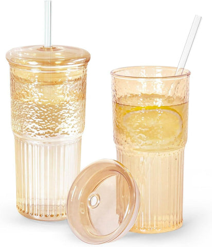 Sculptural Rippled Glass Tumbler(600ml)(Each) - Alt View