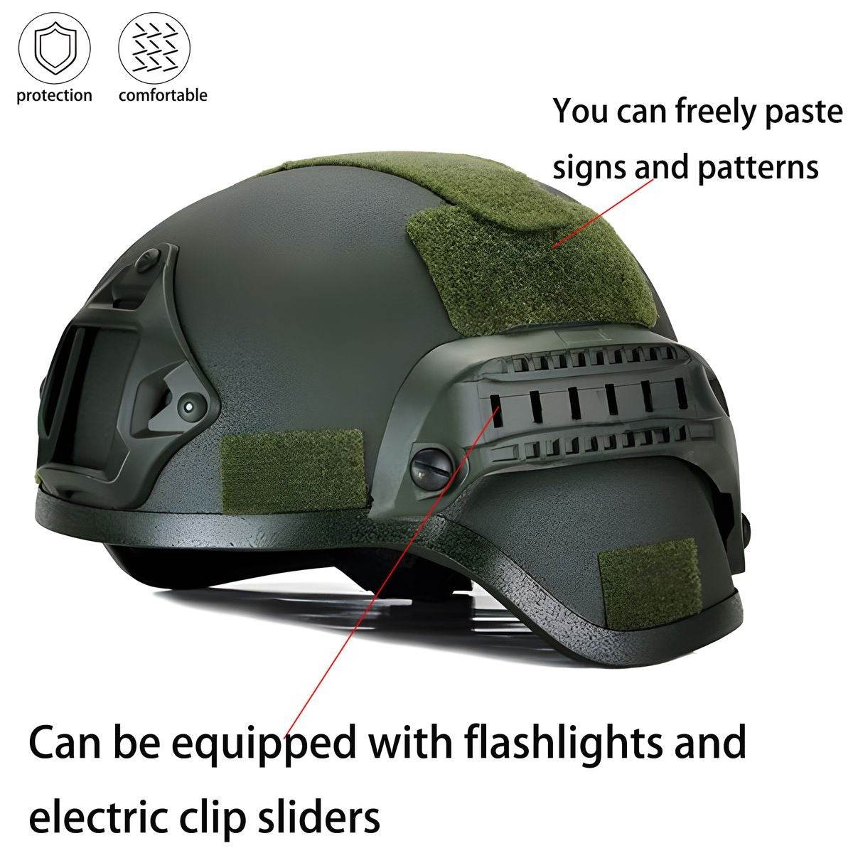Universal Tactical Helmet with Side Rail - DMC Wholesale