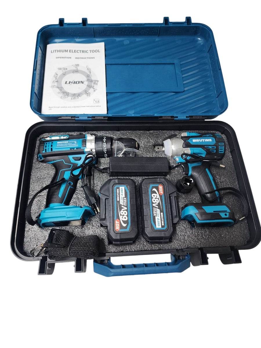 Rechargeable Hammer Drill and Impact Wrench Set (68V)(2 Batteries) - DMC Wholesale