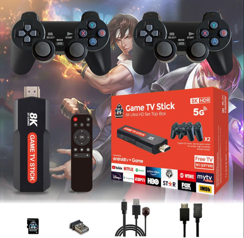 8K Ultra HD TV Stick Game Console + 2 x Wireless Controllers - Alt View