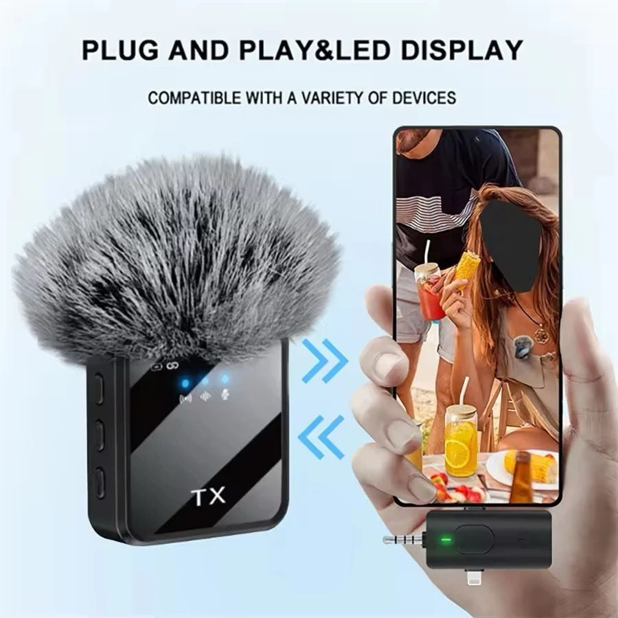 Dual Wireless Lavalier Microphones For iPhone/ Camera/ Android Devices