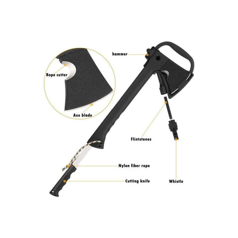 Tomahawk Axe with Knife, Flint & Whistle - Alt View