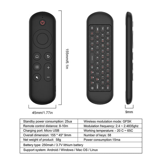 Air Mouse Remote with Mini Keyboard 6-Axis Gyro Sensor