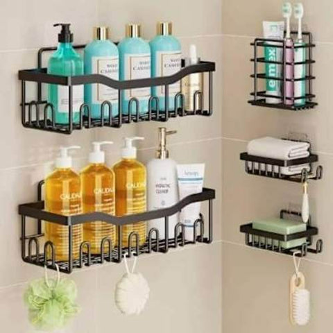 Stainless Steel Partitioned Shower Rack (5 pcs) - Alt View