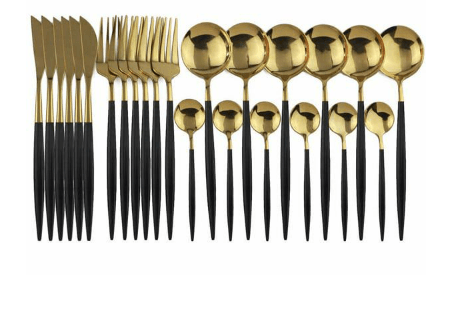 Hight Quality Polished Cutlery Set (24 pcs)(Black) - DMC Wholesale