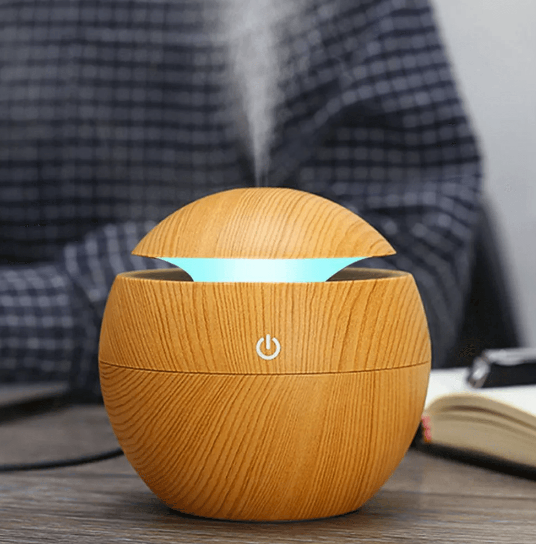 Mini Round LED Ultrasonic Aroma Humidifier (130ml) - DMC Wholesale