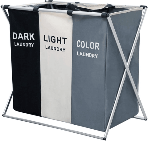 Foldable Sorting Laundry Basket (3 Compartment) - Alt View