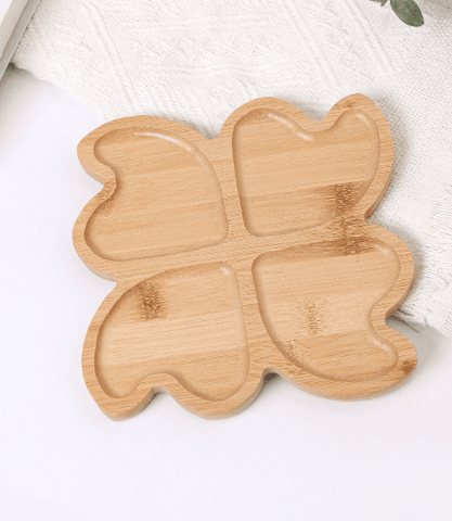 4 Grids Divided Bamboo Snack Plate - Alt View