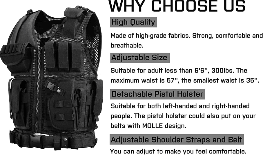 Adjustable Lightweight Tactical Vest - DMC Wholesale