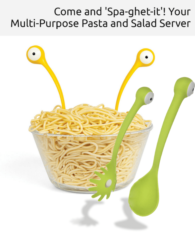 Monster Pasta And Salad Server Set (Green) - DMC Wholesale