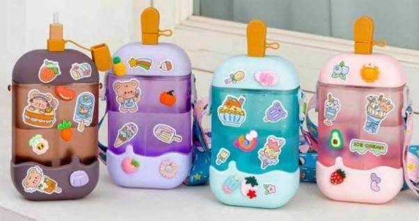 Funky Kids Water Bottle with Straw - DMC Wholesale