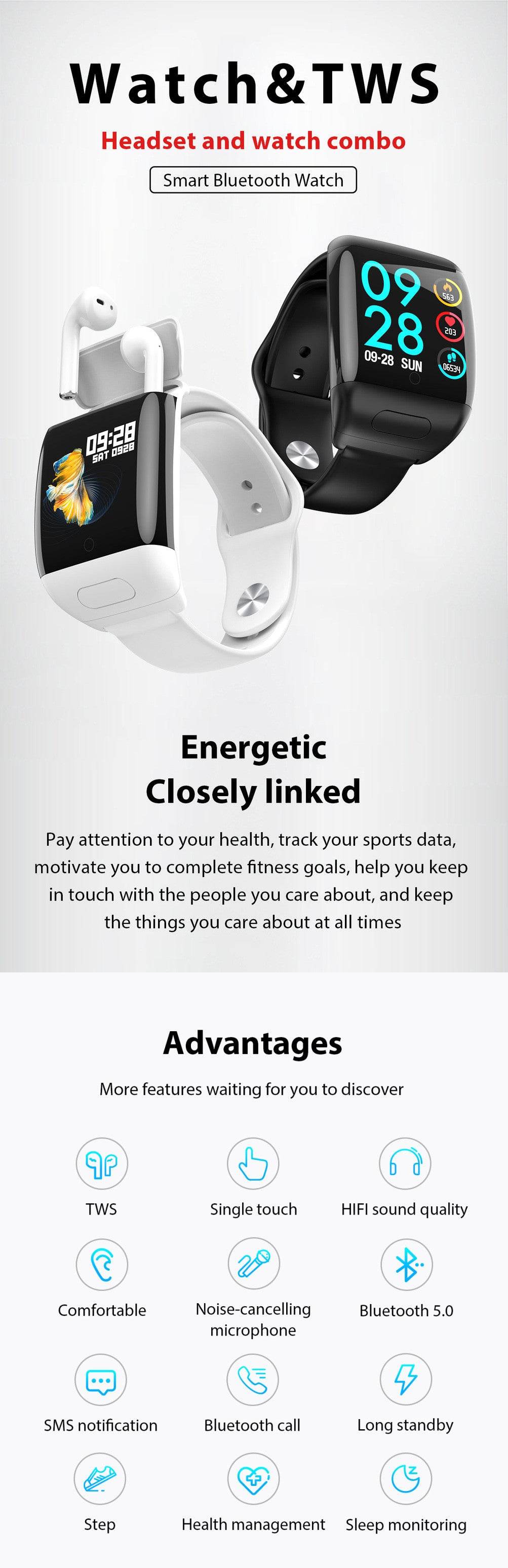 Smart Watch with Wireless Earbuds - DMC Wholesale