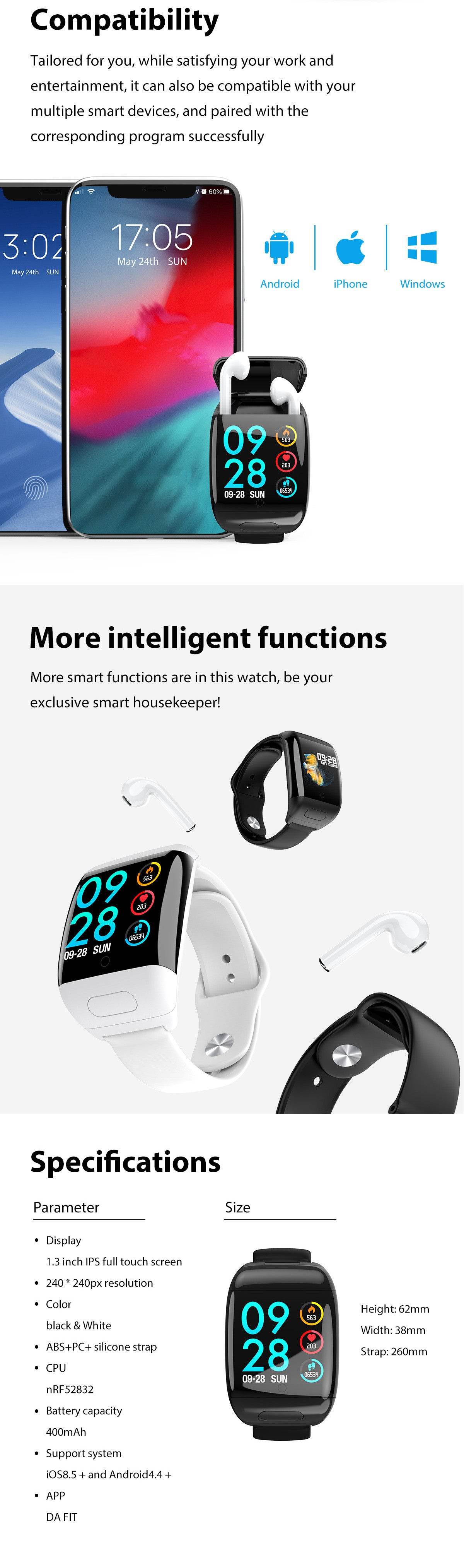 Smart Watch with Wireless Earbuds - DMC Wholesale