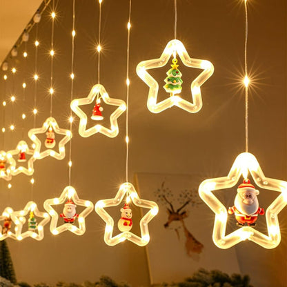 Star Window Curtain Lights With Pendants