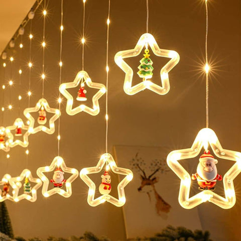 Star Window Curtain Lights With Pendants - Alt View
