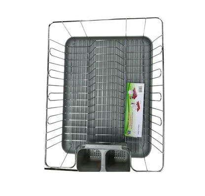 Dish Rack Drainer With Drip Tray (Grey)