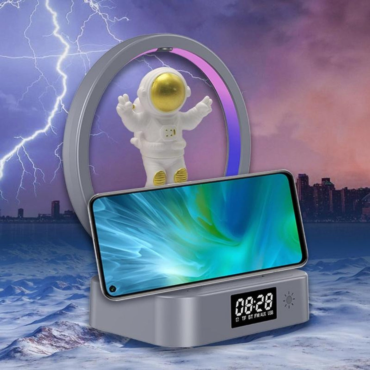 Magnetic Levitation Astronaut TWS Bluetooth Speaker Clock