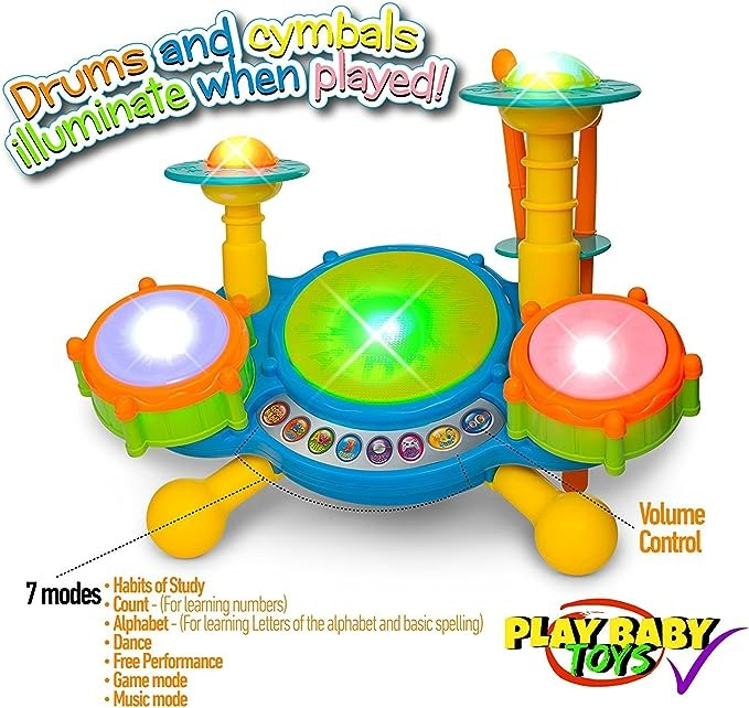 Big Beats Pre-School Jazz Drum Set with Preloaded Songs and Music