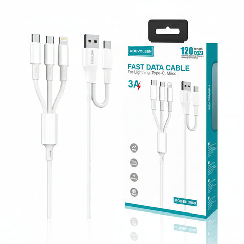 Fast Data Cable 3A Multi-Connector Set (Lightning/Type-C/Micro)