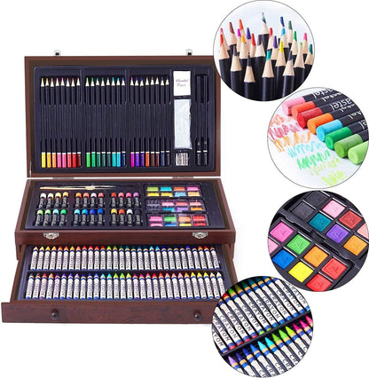 Deluxe Art Set In Wooden Case With Drawer And Handle