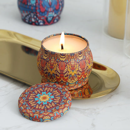 Coco Aroma Candle In Colourful Patterned Tin (65ml)