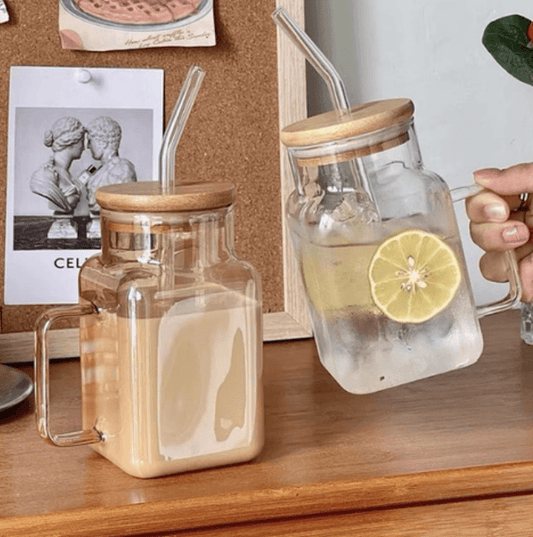 Travel Mason Jar Glass Tumbler With Straw And Lid (550ml)(Each) - DMC Wholesale