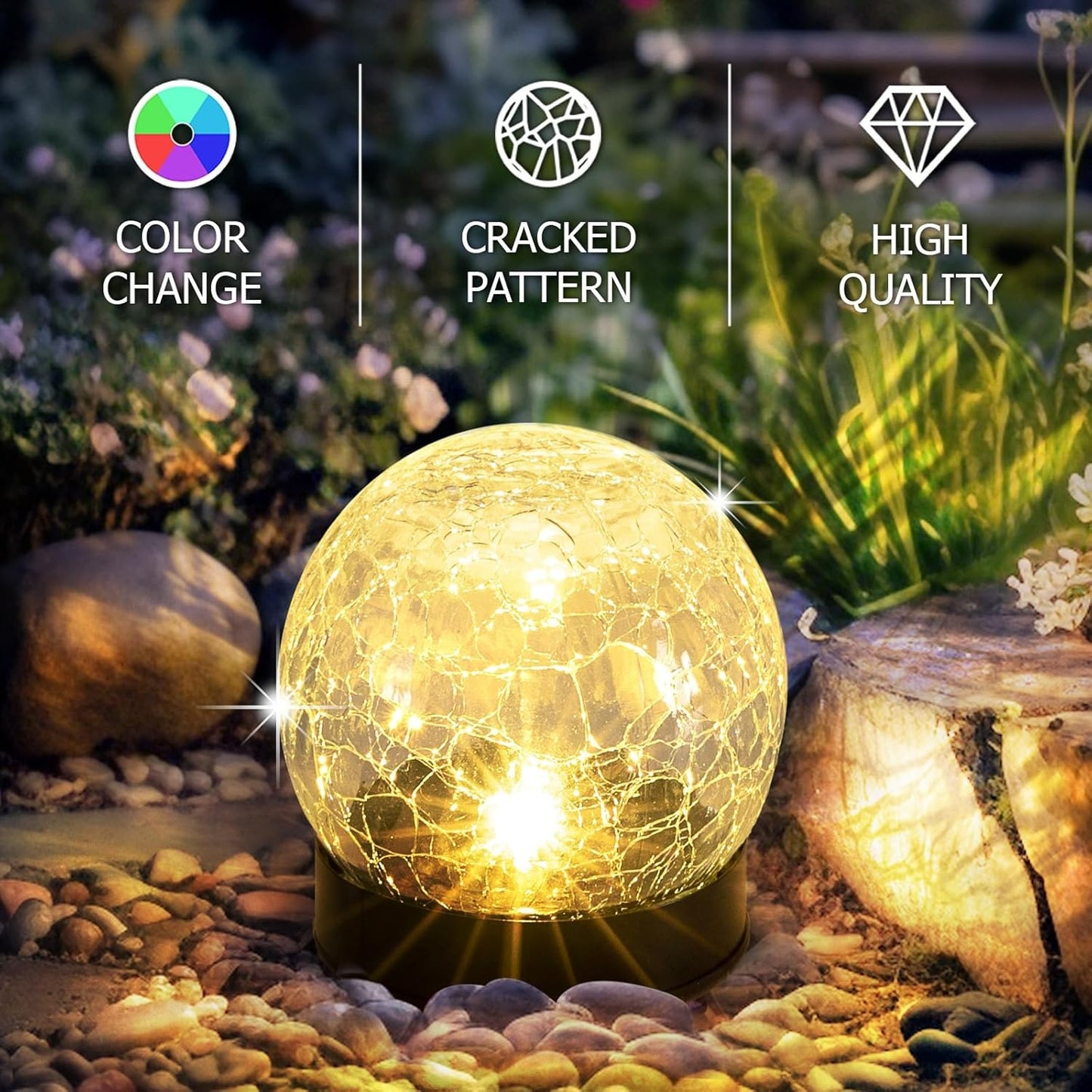 Solar Cracked Glass Globe Ball Set (2 pcs)