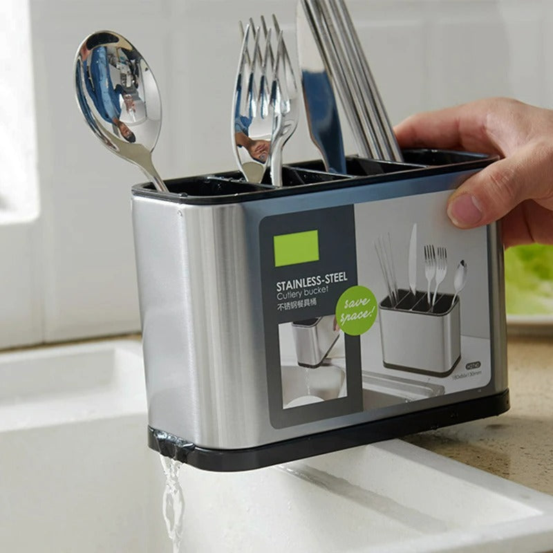 Stainless Steel Cutlery Storage Holder (4 Compartment)