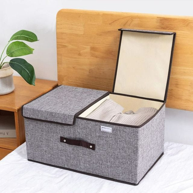 Folding Non-Woven Storage Box With Double Lid (Each)