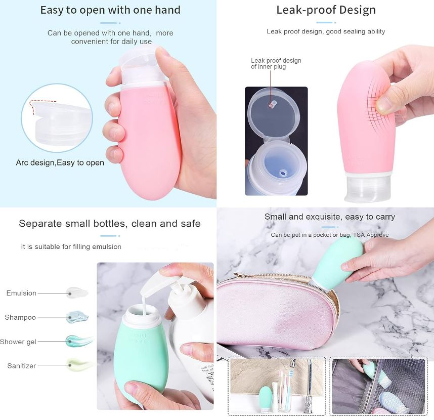 Silicone Travel Bottle Set (4 pcs)(90ml)