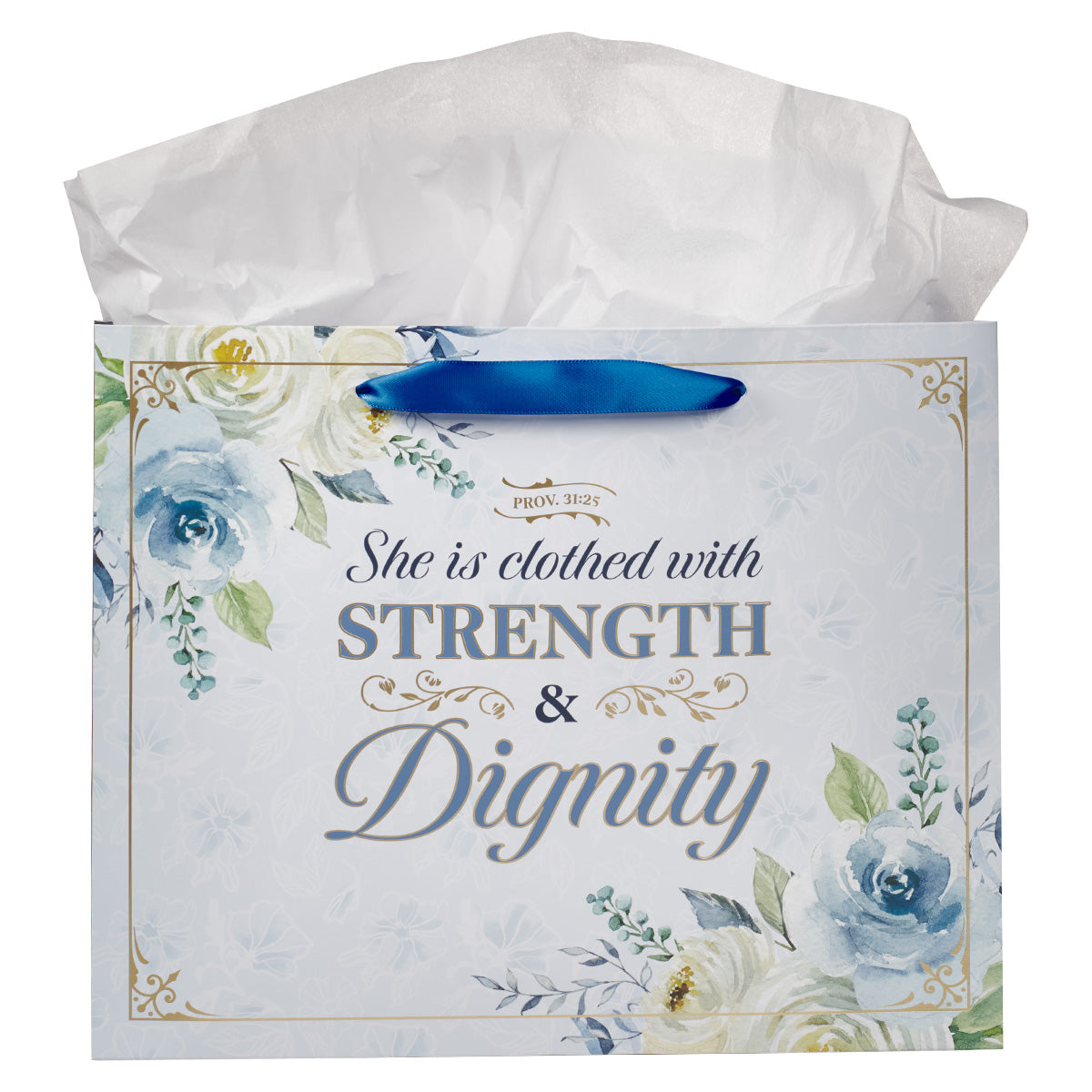 She is Clothed with Strength and Dignity Large Landscape Gift Bag with Gift Tag