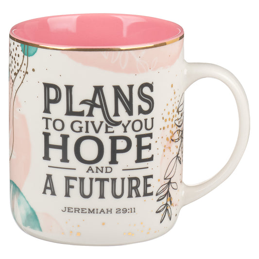 Plans To Give You Hope And A Future Pink Interior Ceramic Mug - Jeremiah 29:11