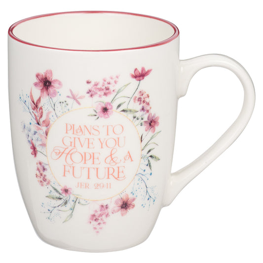 Plans To Give You Hope And A Future Floral Ceramic Mug - Jeremiah 29:11