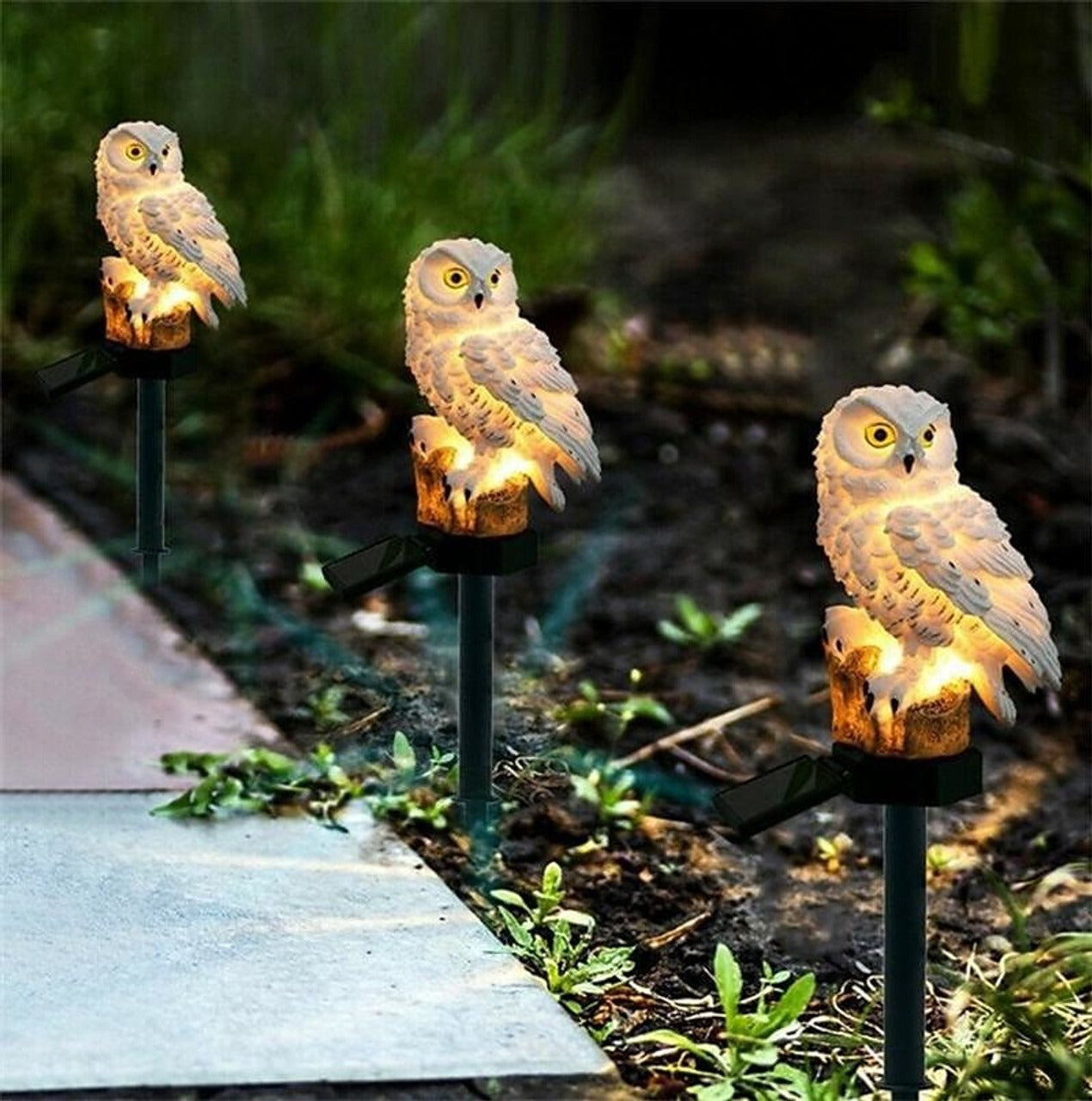 Owl Shape Light LED Solar Garden Light (White)