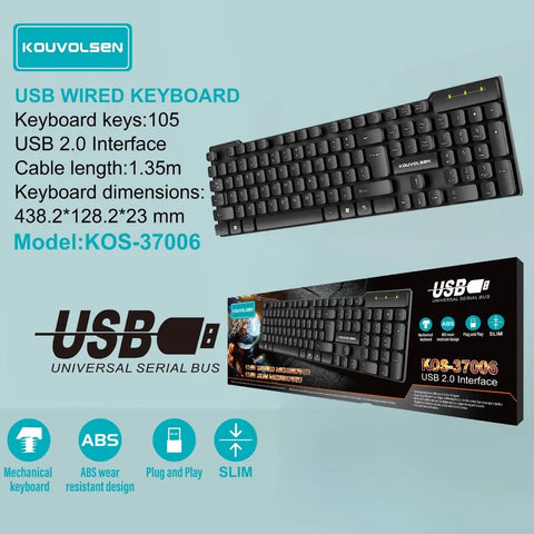 Kouvolsen USB Wired Keyboard KOS-37006