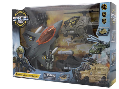 Military set of fighter jets and helicopters