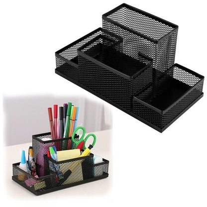 Mesh Metal Desk Stationery Organiser (4 Compartment)