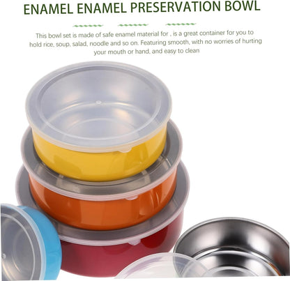 Enamel-Plated Stainless Steel Food Container Set (5 pcs)
