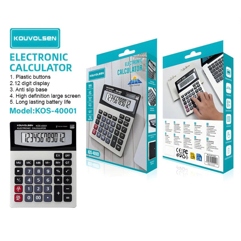 Kouvolsen Solar Electronic Calculator with 12 Digit Display