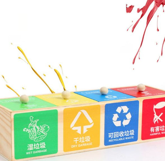 Wooden Garbage Bin Sorting Toy