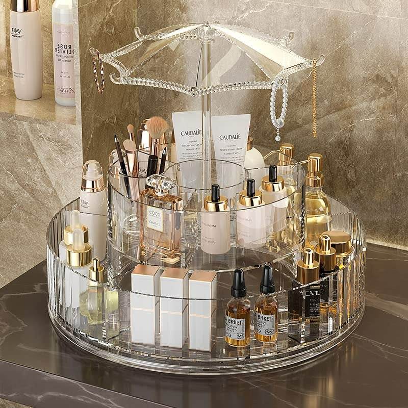 Rotating Make-Up Organiser With Umbrella Hook