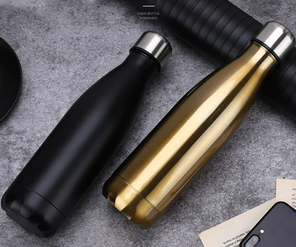 Double Wall Vacuum Insulated Stainless Steel Bottle (1L)(Black)