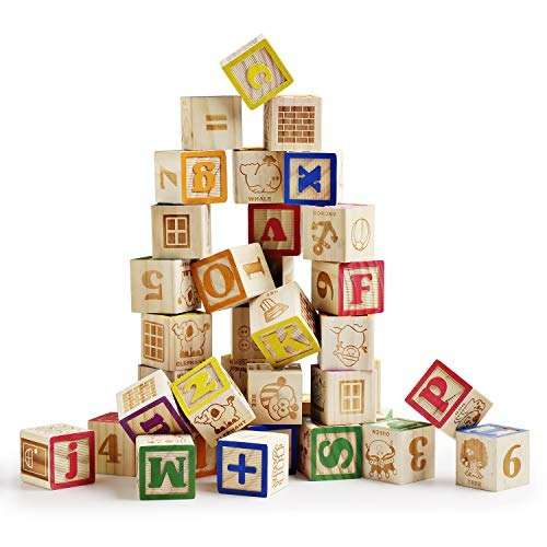 Education Wooden ABC Blocks in Box (48 pcs)