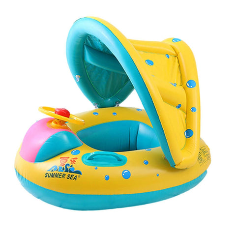 Inflatable Swim Ring With Sunshade Canopy - Alt View