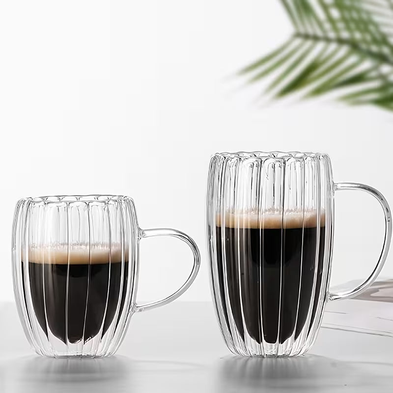 Double Wall Glass Coffee Mugs Set (450ml)