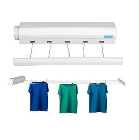 Retractable Clothes Drying Line with Hanger Clips