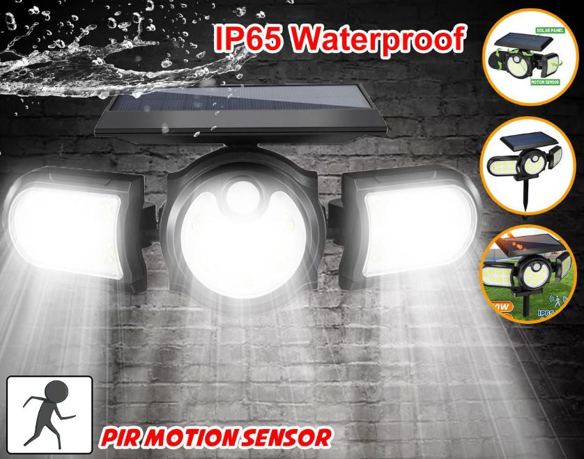 Three Head Induction Motion Sensor Light