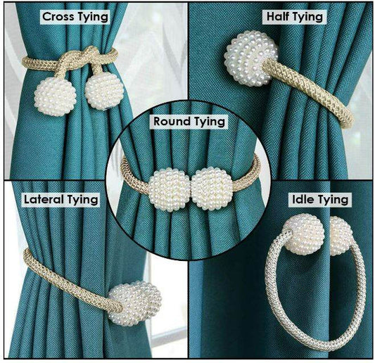 Magnetic Curtain Ties with Pearls (2 pcs) - DMC Wholesale