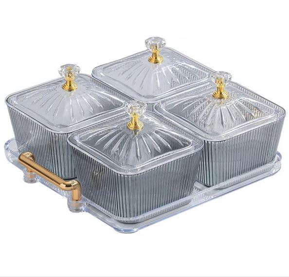 Multifunctional Snacks Dish Tray (4 Bowls)