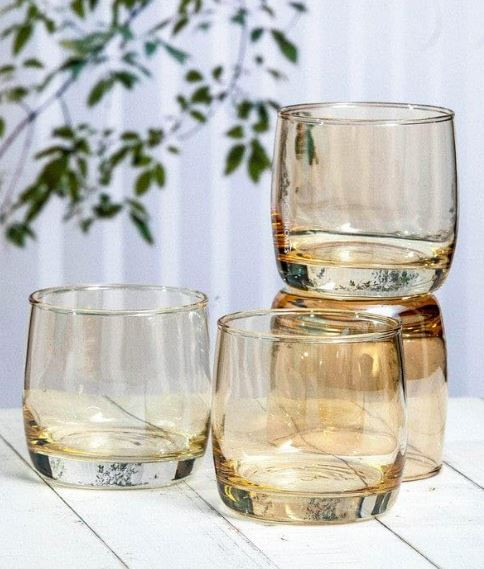 Classic Round Heavy Base Whiskey Glasses (6 pcs)(330ml)(Champagne Tint)